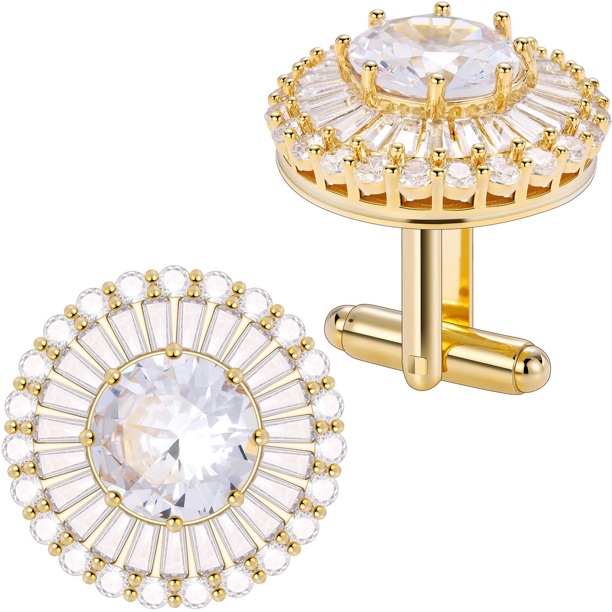 Bouton de manchette mariage luxe doré — vue 7