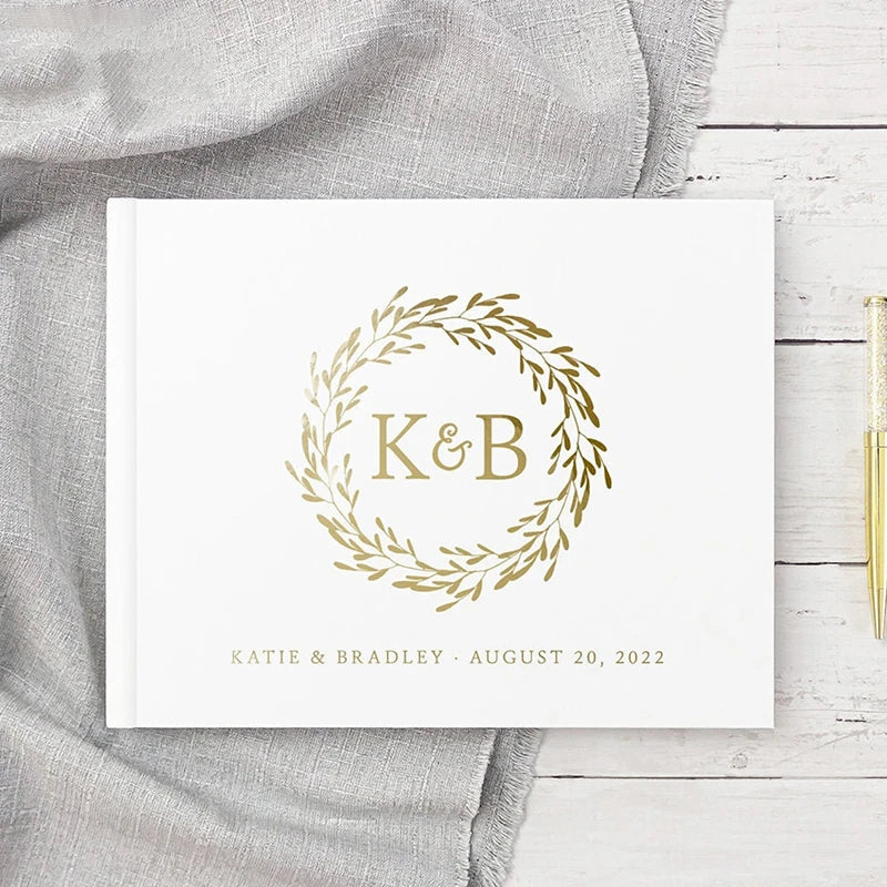 Livre d'or mariage blanc personnalisé couverture rigide
