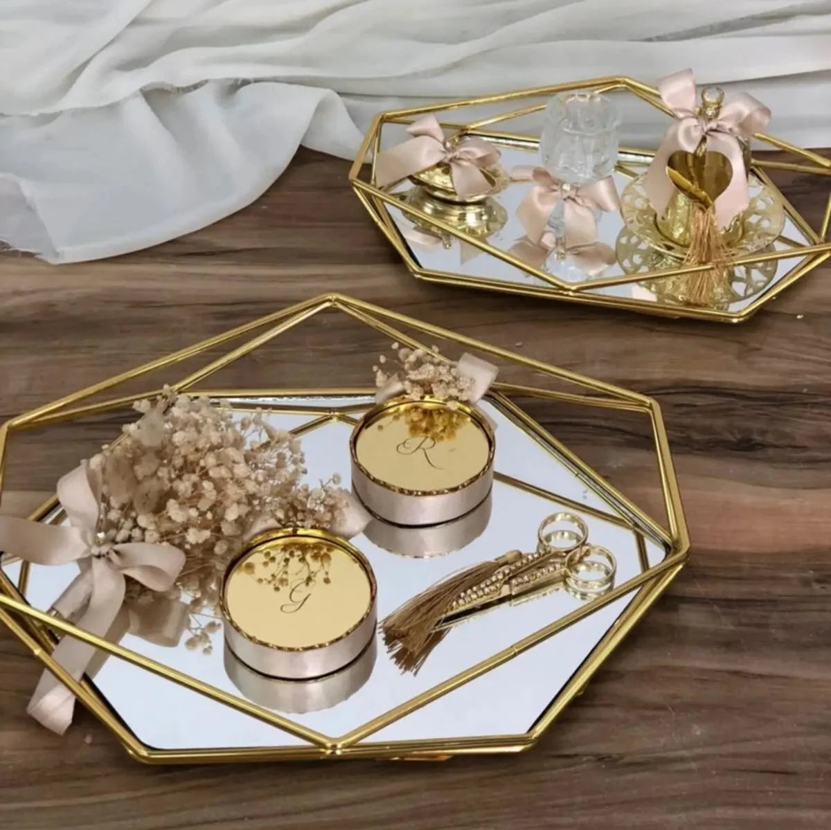 plateau fiancailles doré