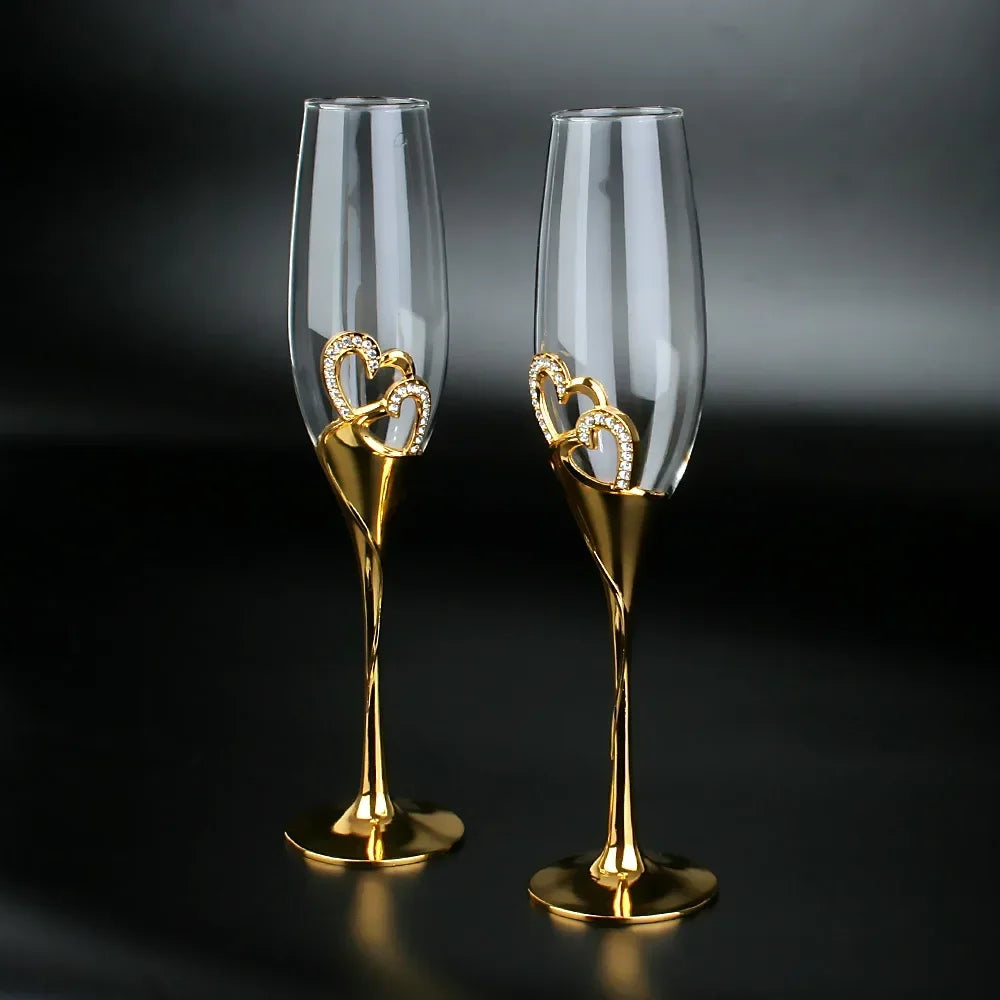 Flûte Champagne Pied Cœur Doré