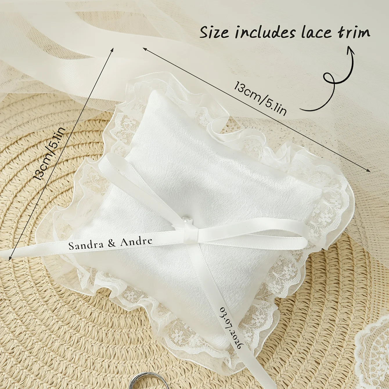 Coussin alliance carré nœud blanc