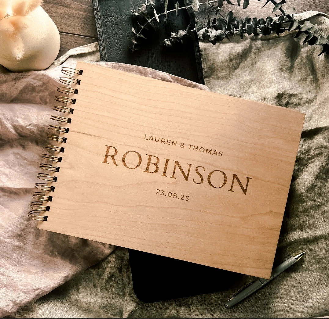 Livre d'or mariage bois champêtre personnalisé