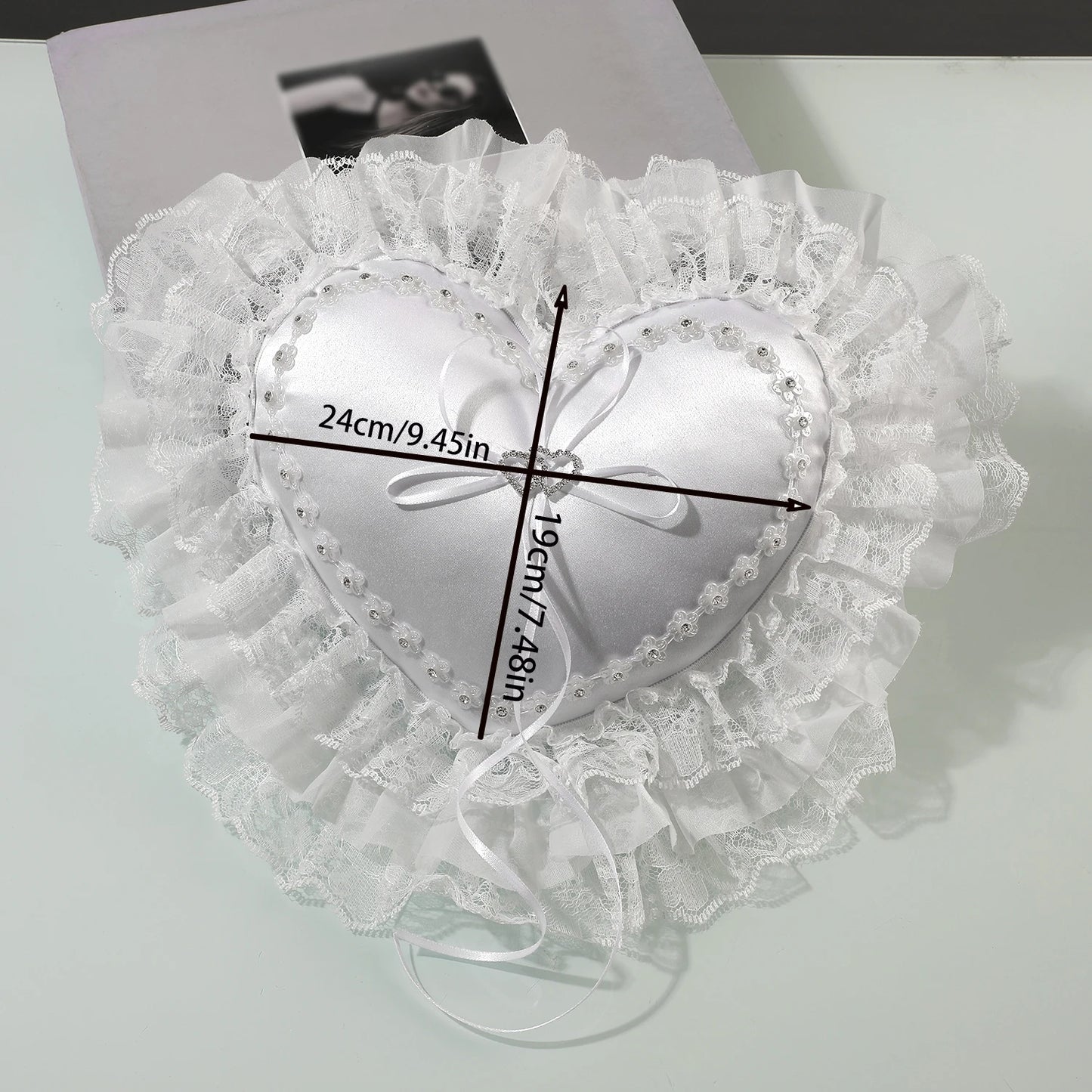 Coussin Alliance Cœur Dentelle Romantique