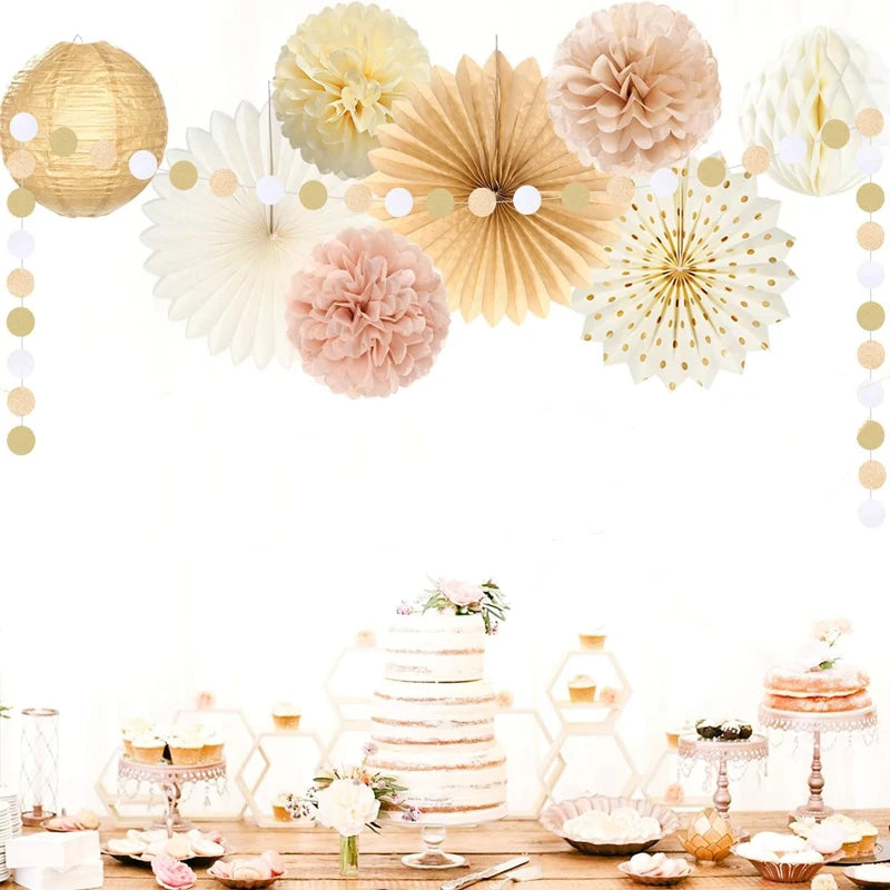 Décoration EVJF Pompons Rosaces Lanternes