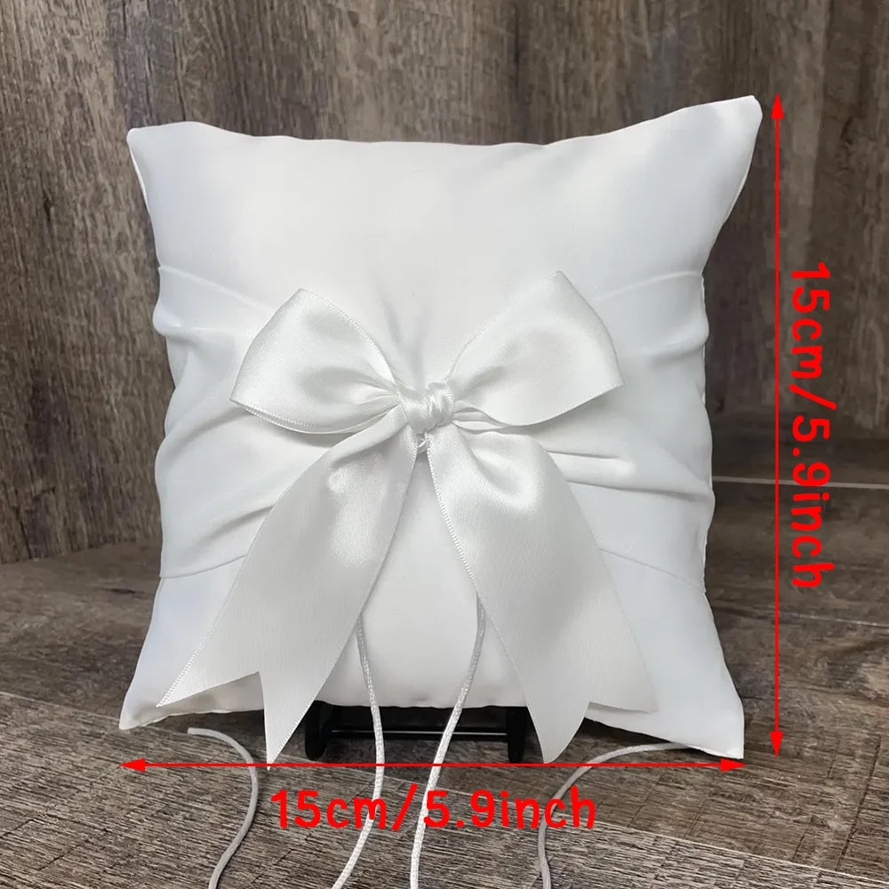 Coussin alliances bandeau satin blanc — vue 6