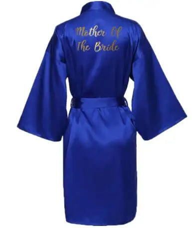 Peignoir Satin Bleu Roi Imprimé Doré — vue 17