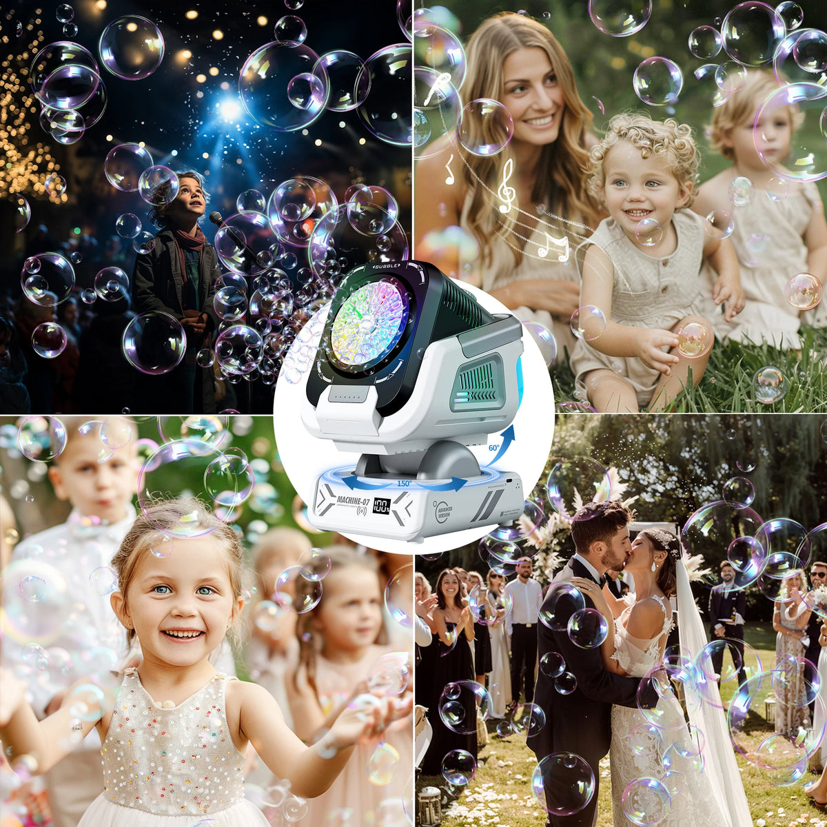 Machine à bulles mariage lumineuse télécommandée