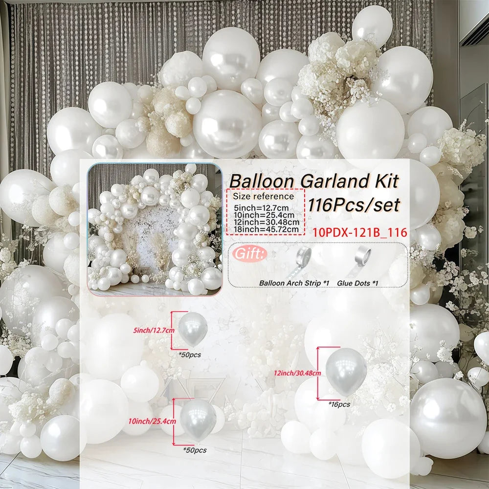 Arche Ballon Mariage Blanc Nacré
