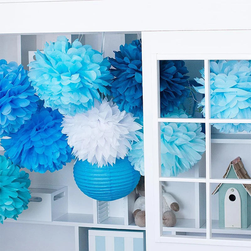 Pompons Papier Mariage Rose Doré