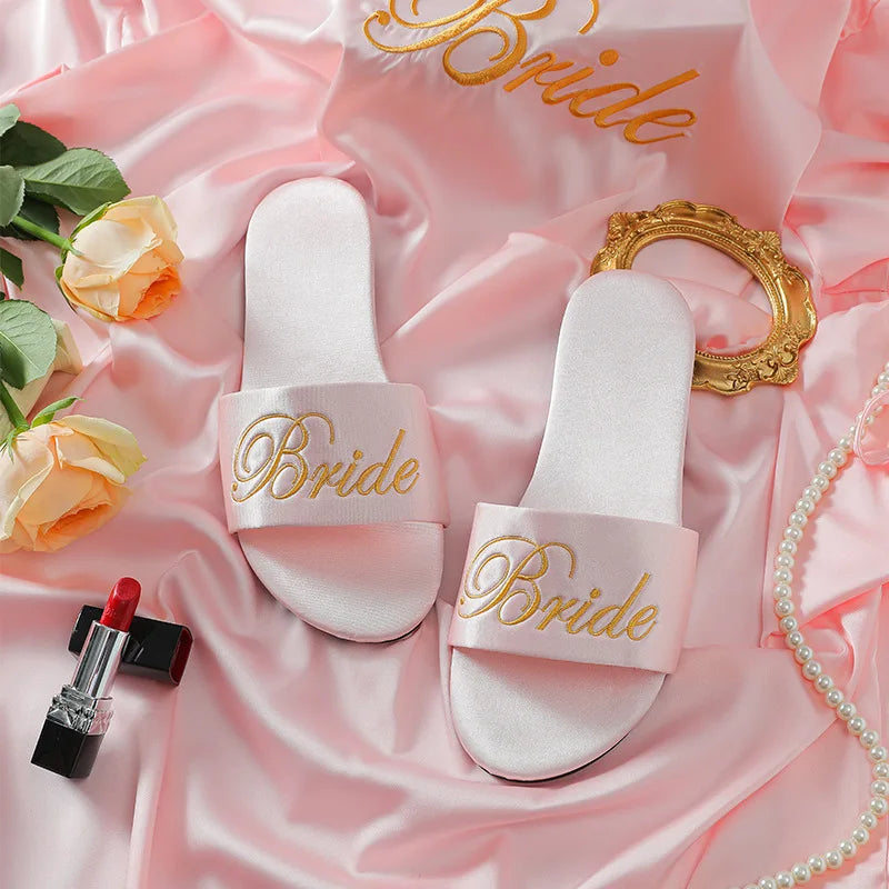 Chaussons mules de mariée en satin