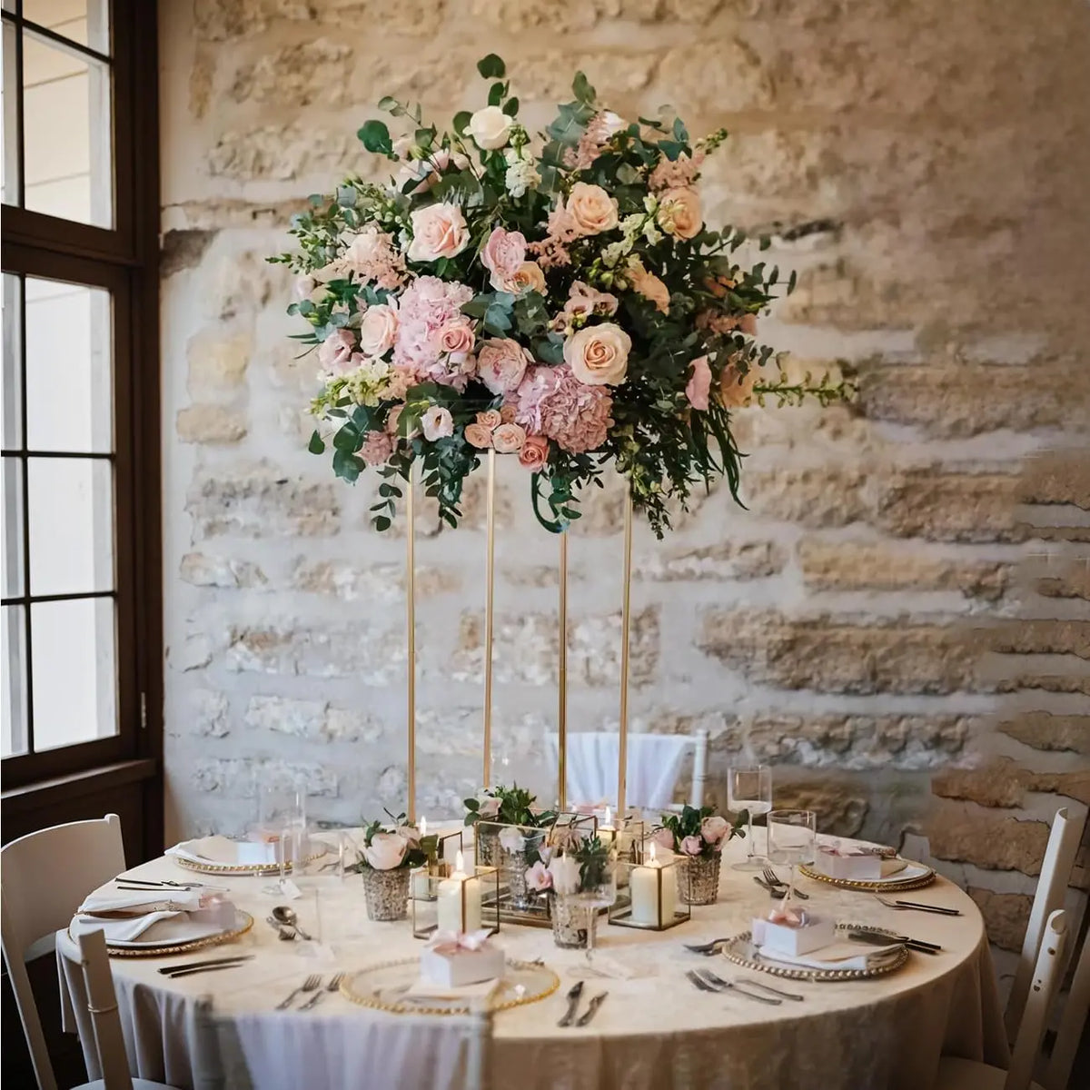 Présentoirs Fleurs Dorés Lot de 10