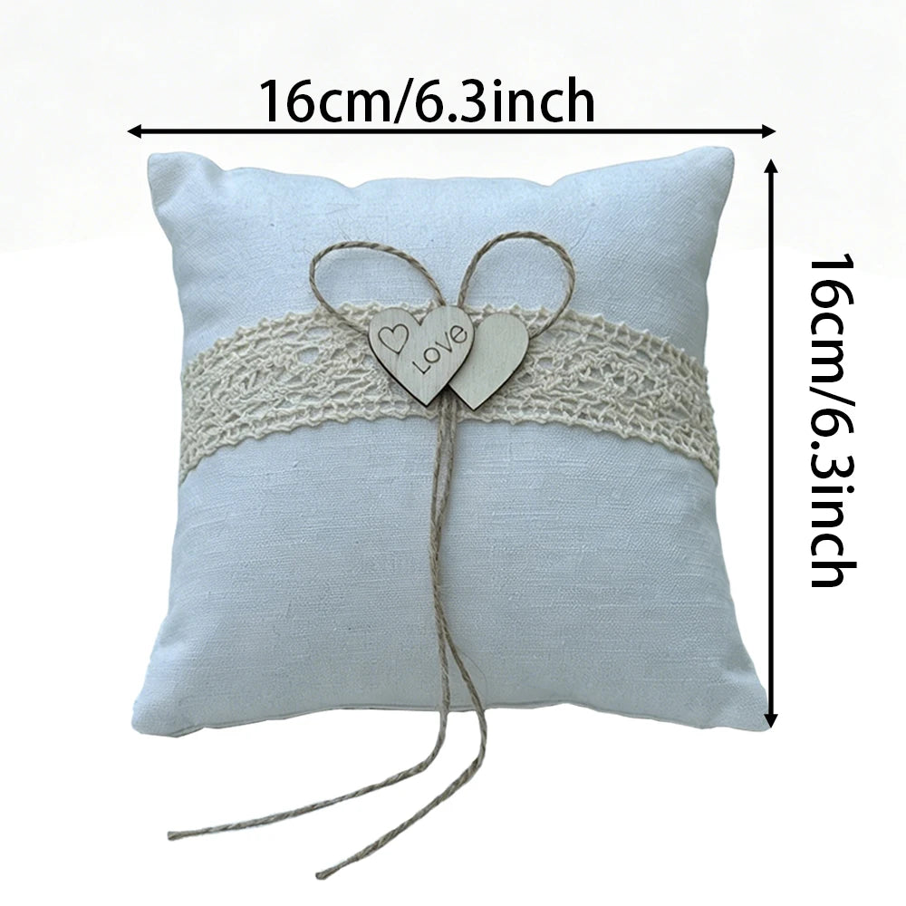 Coussin alliances champêtre cœur de jute — vue 5