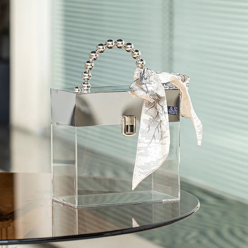 Boîte à dragées mariage transparente à poignée