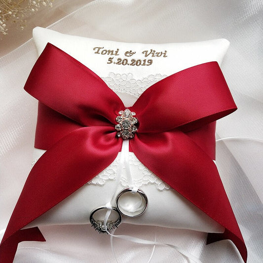 Coussin d'alliance personnalisé pour cérémonie de mariage