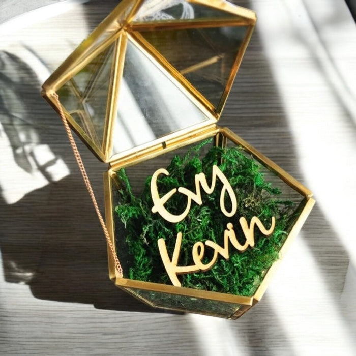 Boîte à alliance en verre pour cérémonie de mariage
