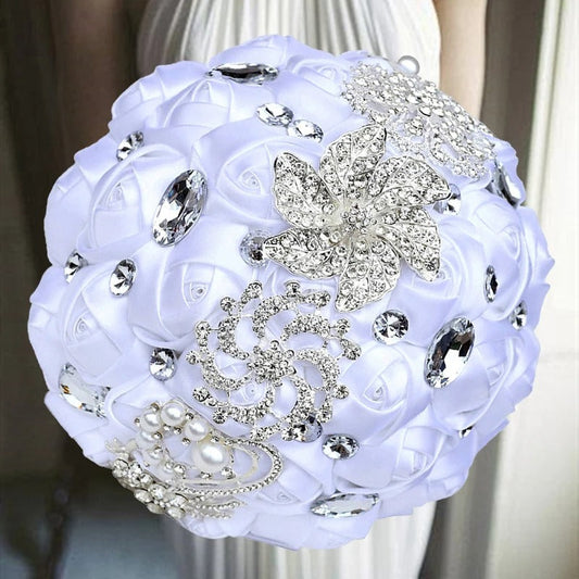 Bouquet de mariée artificiel rond blanc