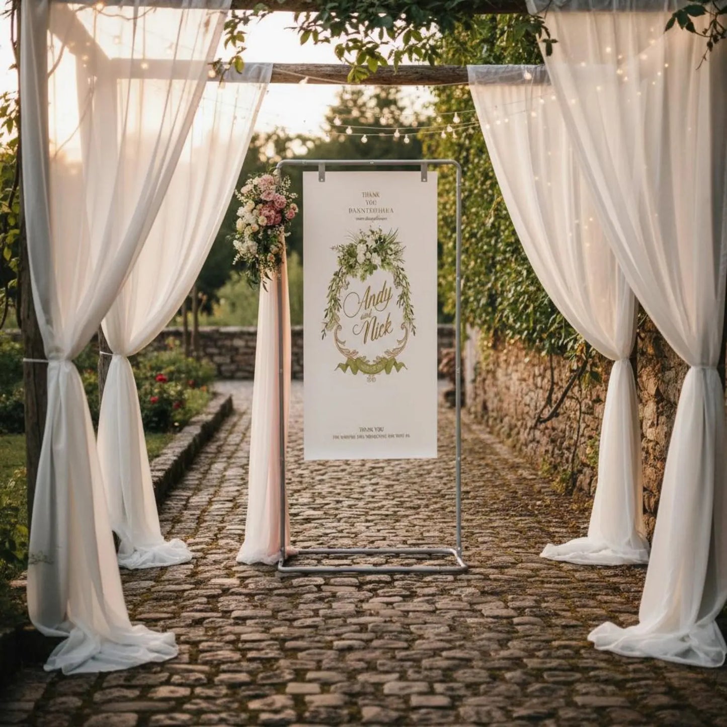 Support Panneau Bienvenue Mariage en Métal