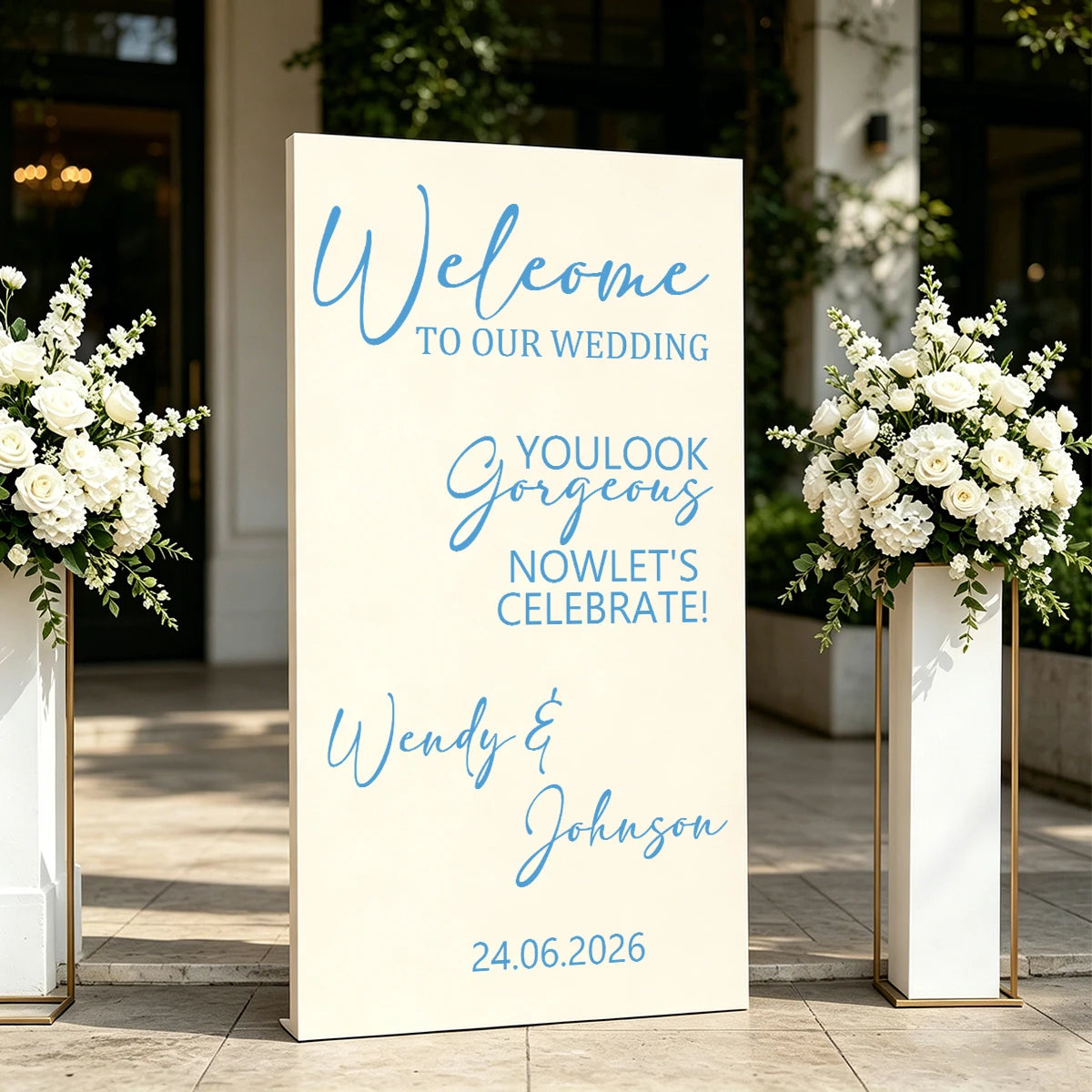Sticker Panneau Bienvenue Mariage Personnalisé Miroir
