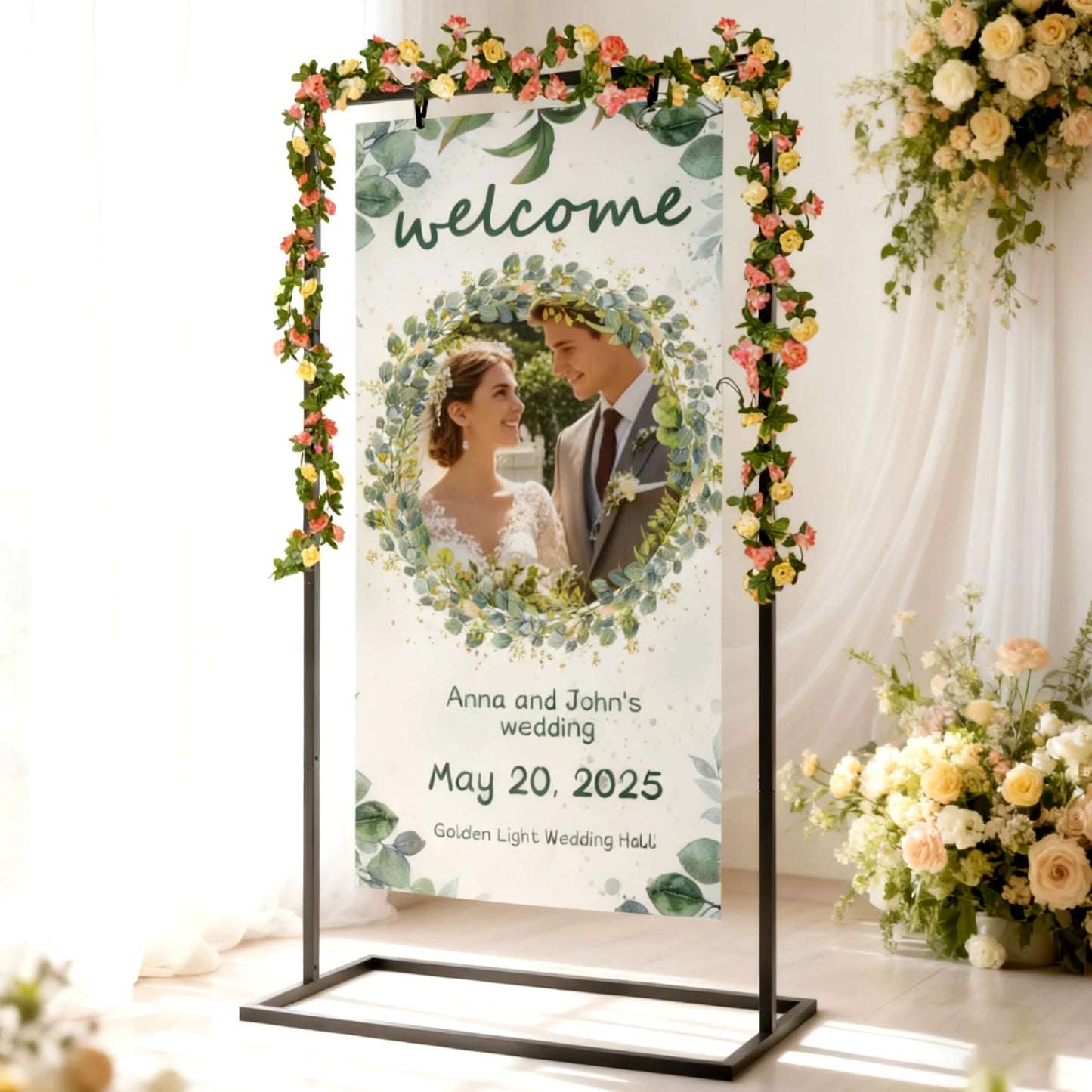 Support Panneau Mariage Métal Réglable Chevalet