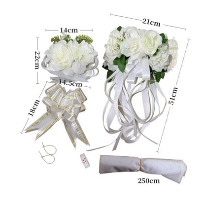 Set décoration voiture mariage roses