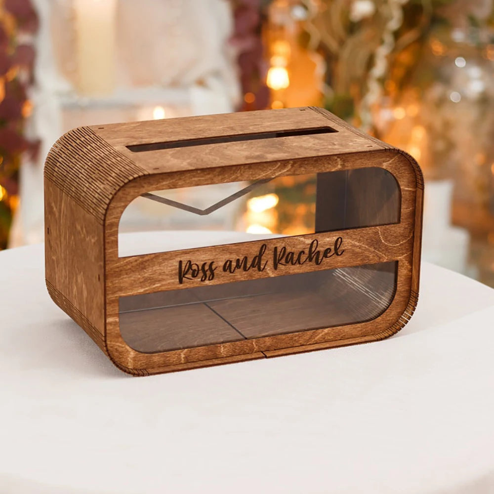 Urne mariage bois personnalisée boîte enveloppes