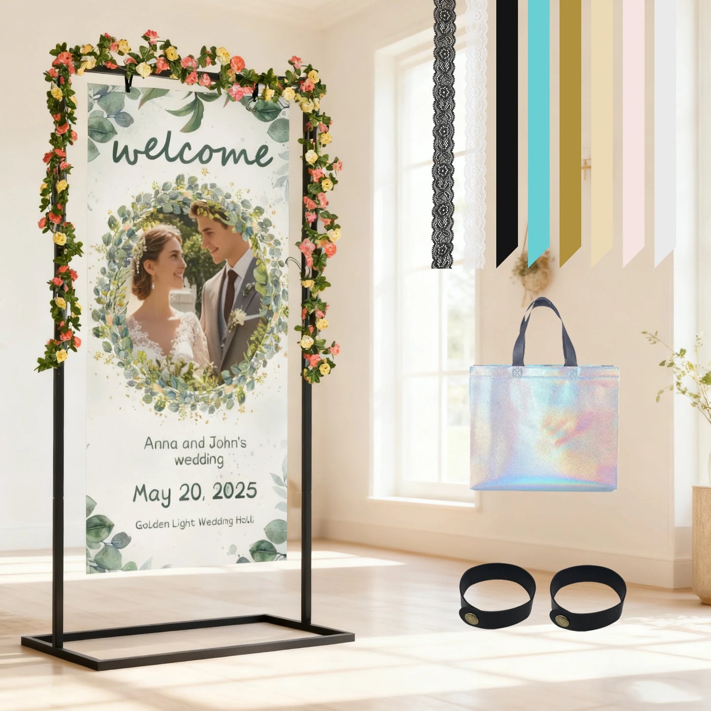 Support Panneau Mariage Métal Réglable Chevalet