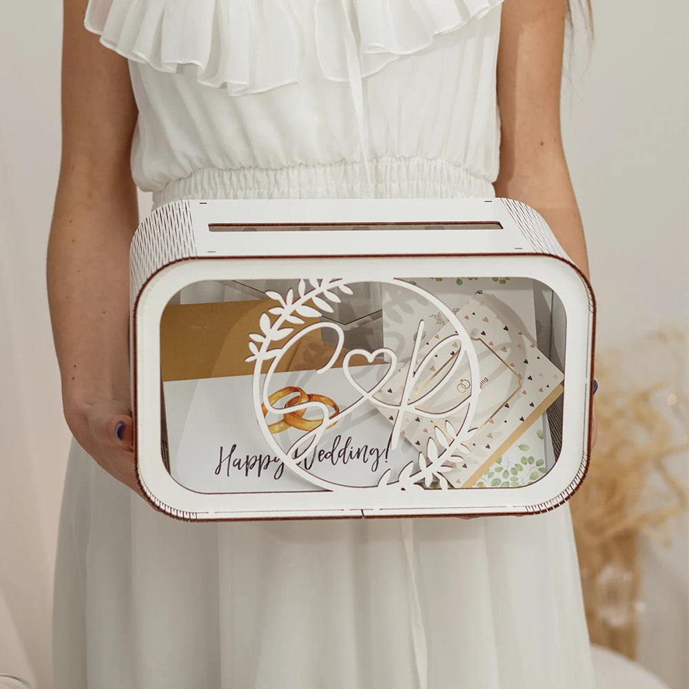 Urne Mariage Bois Monogramme Gravé Personnalisé