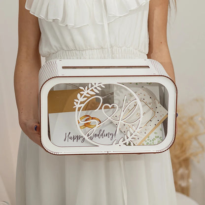 Urne Mariage Bois Monogramme Gravé Personnalisé