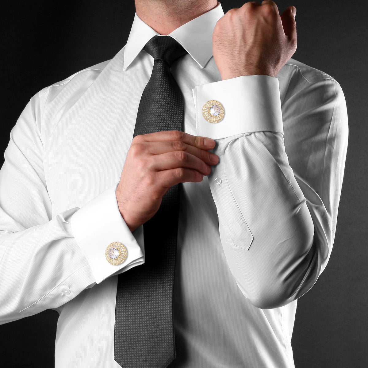 Bouton de manchette mariage luxe doré — vue 5