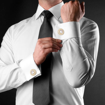 Bouton de manchette mariage luxe doré — vue 5