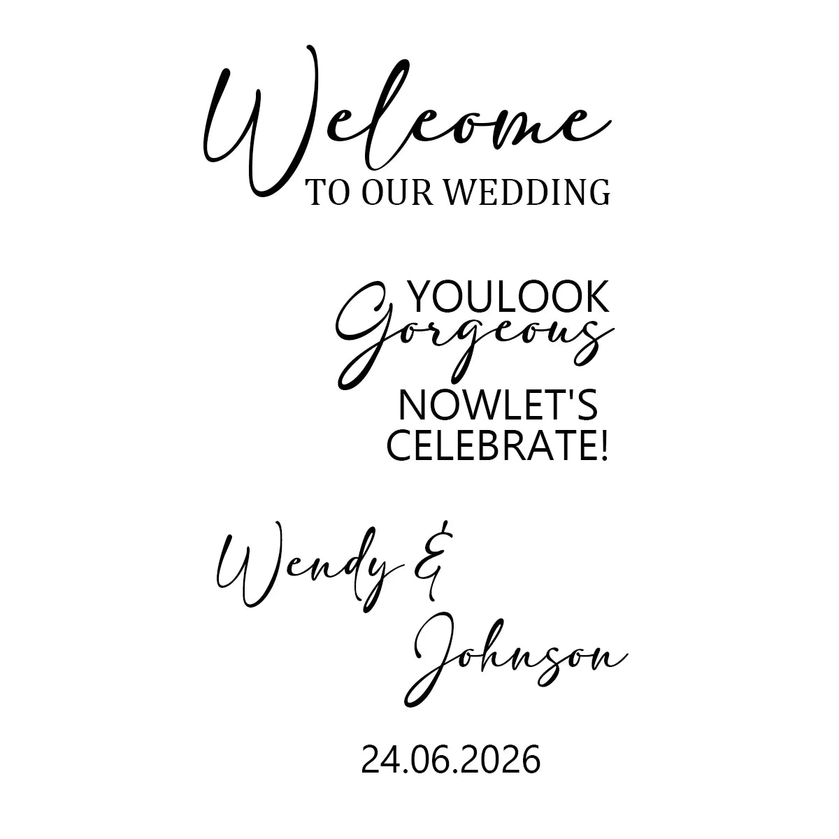 Sticker Panneau Bienvenue Mariage Personnalisé Miroir