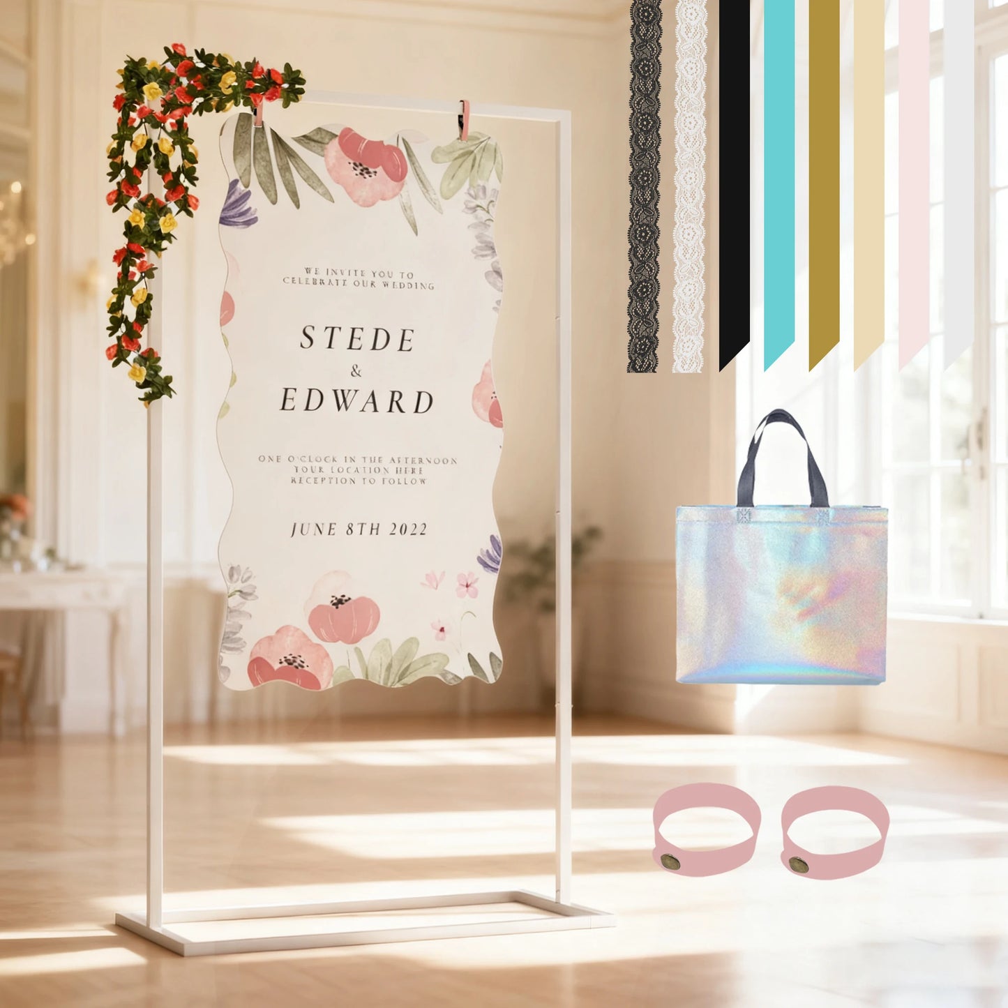 Support Panneau Mariage Métal Réglable Chevalet