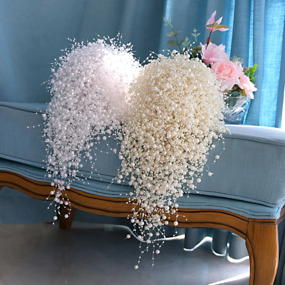 Bouquet de mariée perlé blanc ivoire