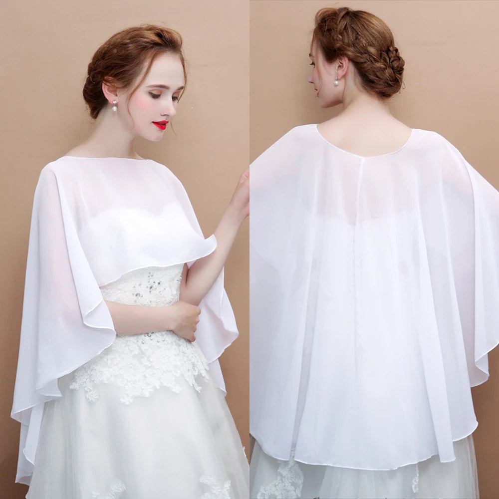 Étole Mariée Cape Mousseline Asymétrique