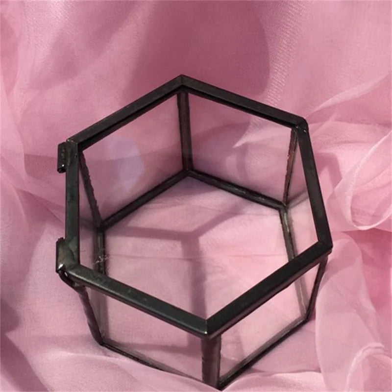 Boîte Alliance Mariage Verre Géométrique