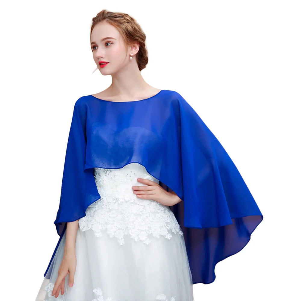 Étole Mariée Cape Mousseline Asymétrique
