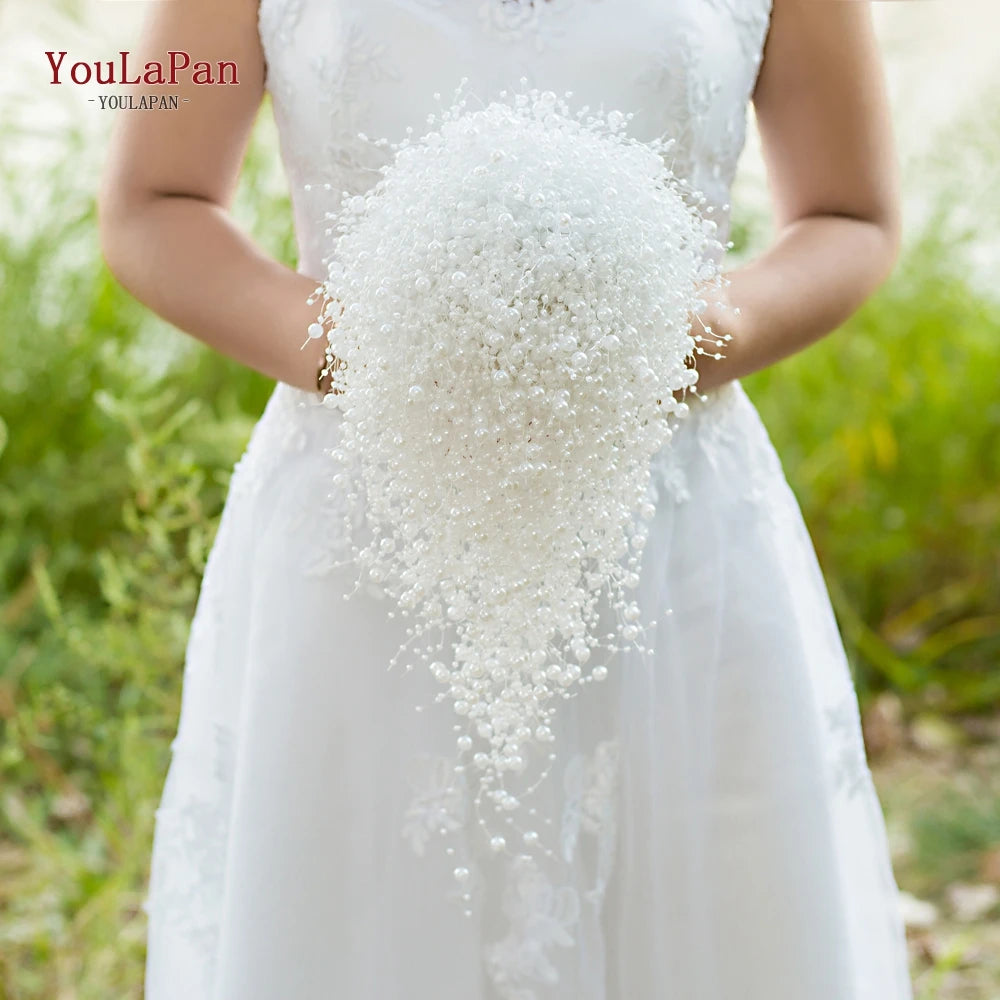 Bouquet de mariée perlé blanc ivoire — vue 4