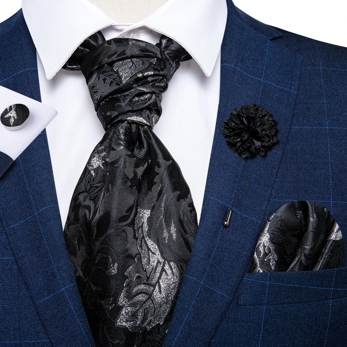 Cravate mariage lavallière cachemire et pochette — vue 32