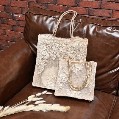 Sac mariée cabas en dentelle