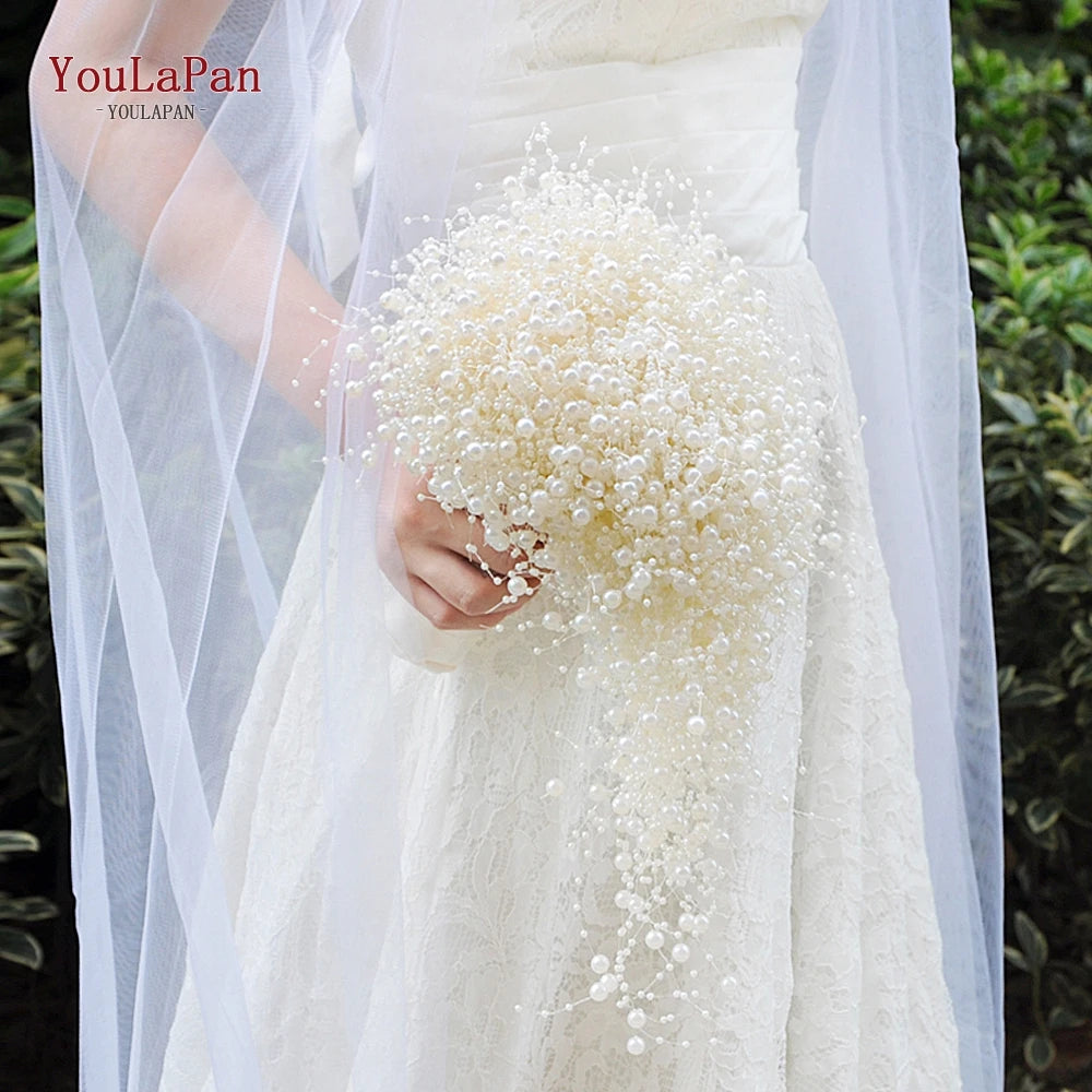 Bouquet de mariée perlé blanc ivoire — vue 2