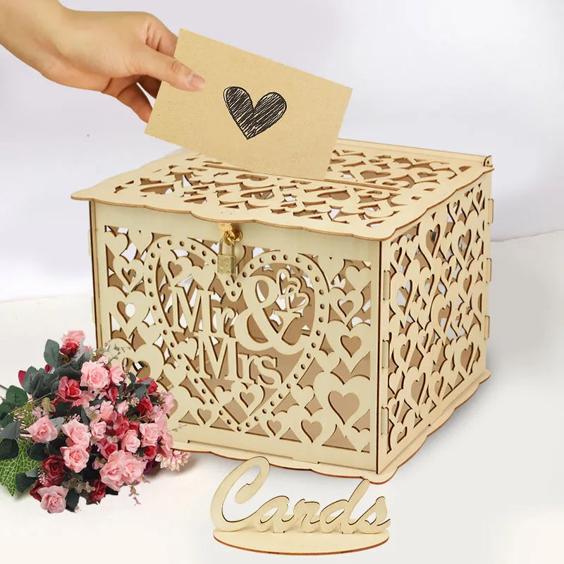 Urne mariage bois ajourée dix motifs au choix