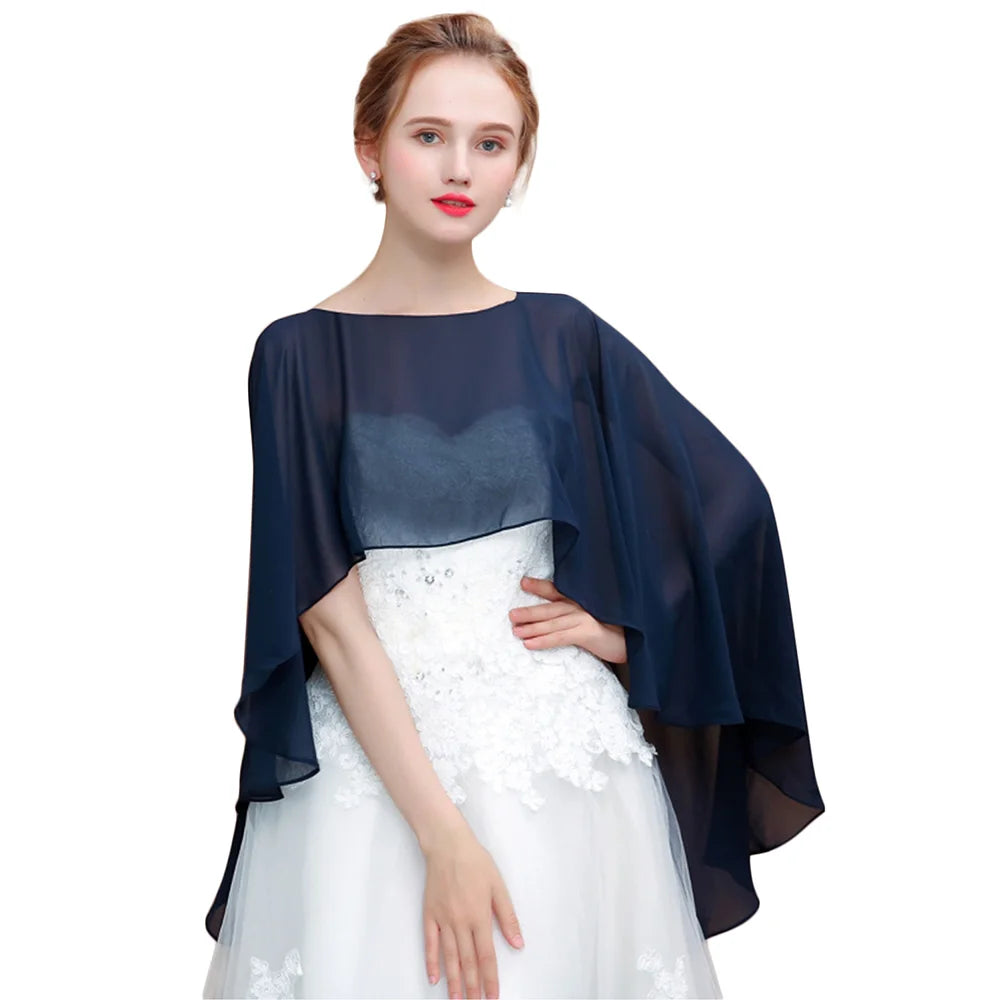 Étole Mariée Cape Mousseline Asymétrique