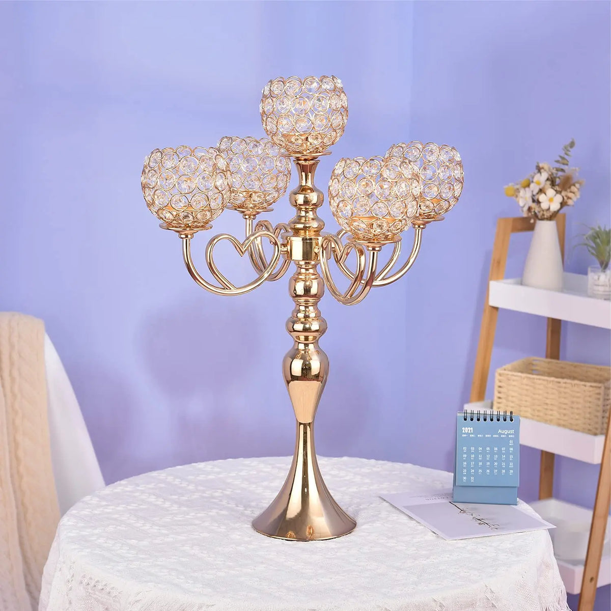 Candélabre Cristal 5 Bras Mariage