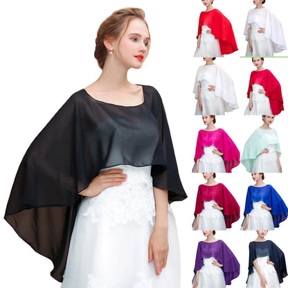 Étole Mariée Cape Mousseline Asymétrique