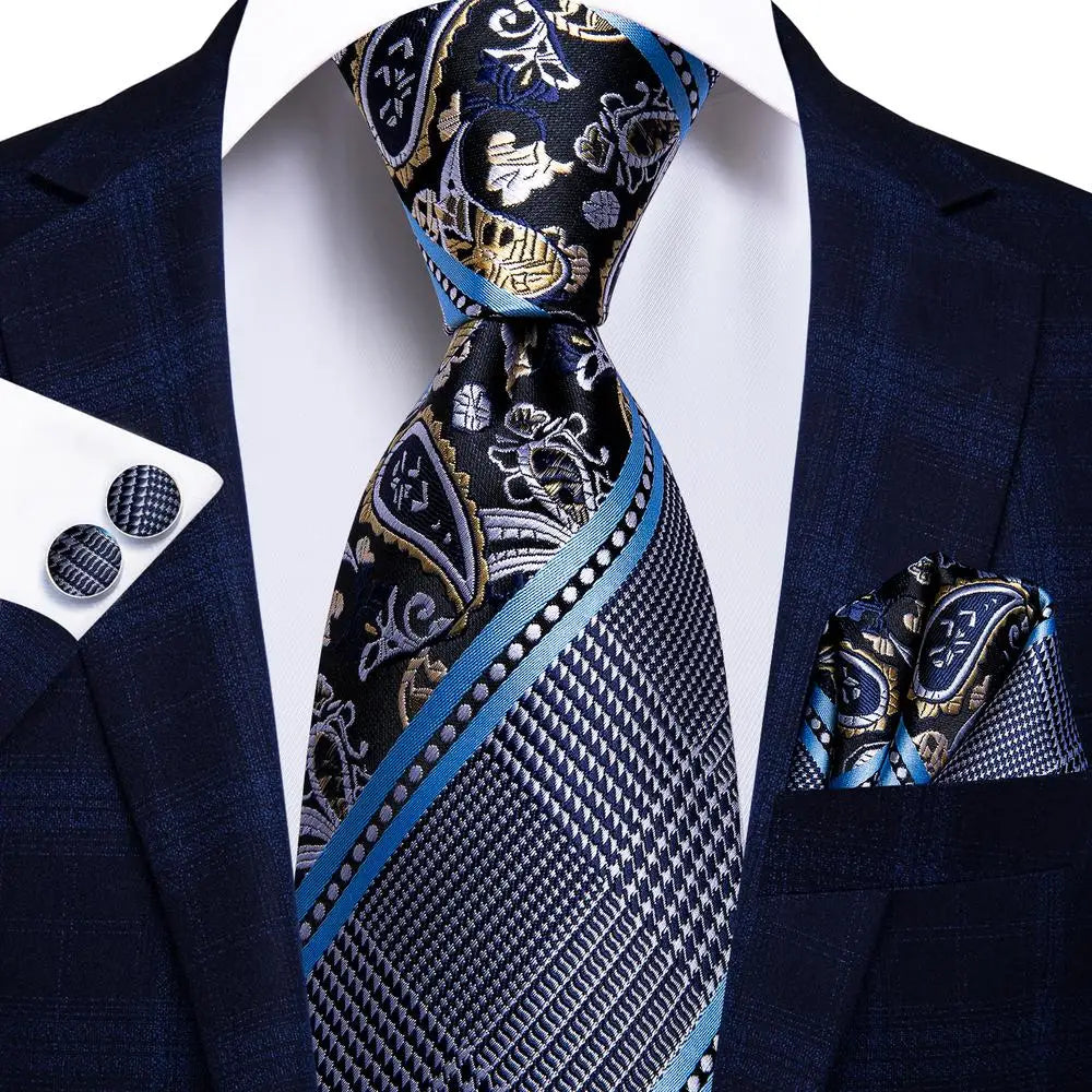 Coffret Cravate Mariage Homme avec Pochette et Manchettes