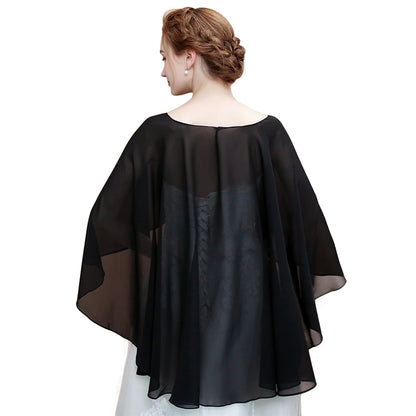 Étole Mariée Cape Mousseline Asymétrique
