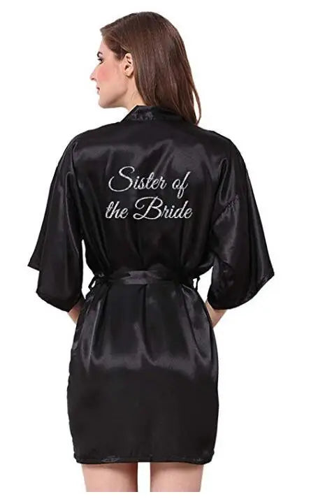 Peignoir Satin Noir Lettrage Argenté — vue 4
