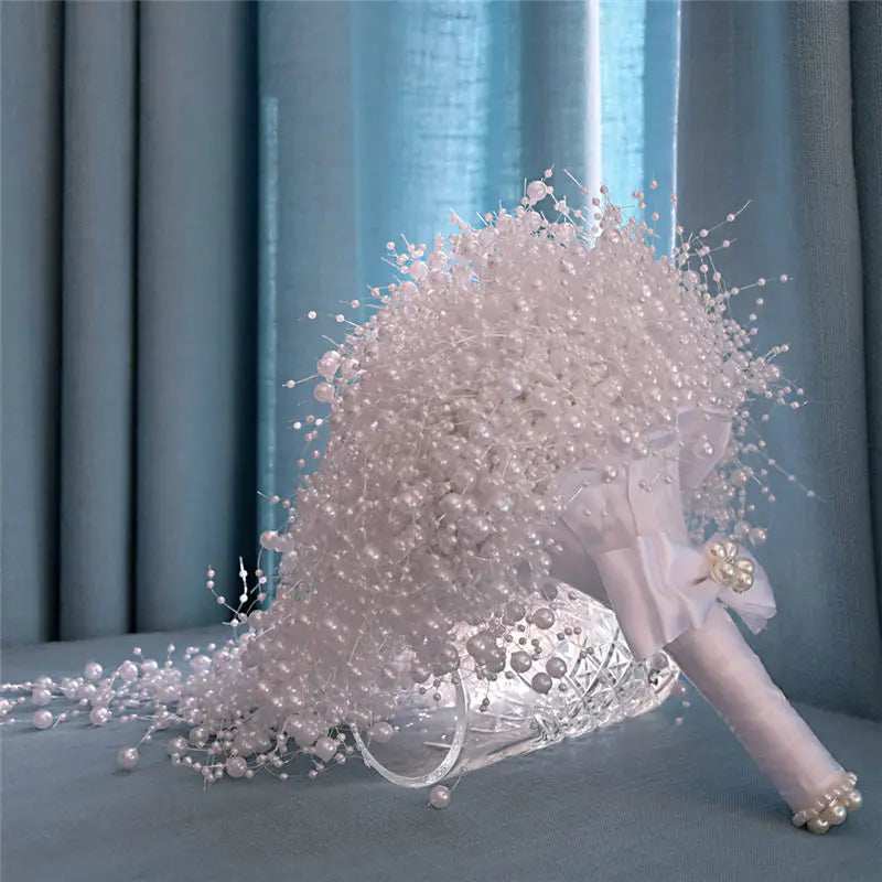 Bouquet de mariée perlé blanc ivoire — vue 7