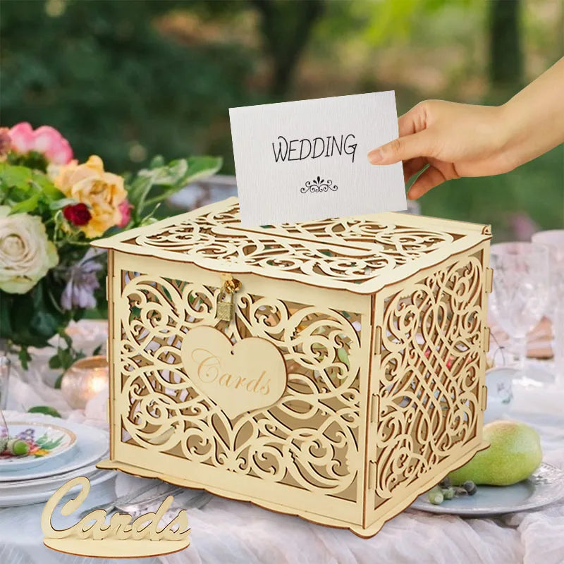 Urne mariage bois ajourée dix motifs au choix