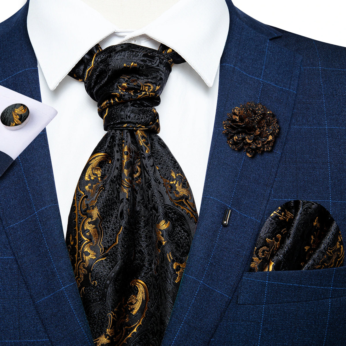 Cravate mariage lavallière cachemire et pochette — vue 28